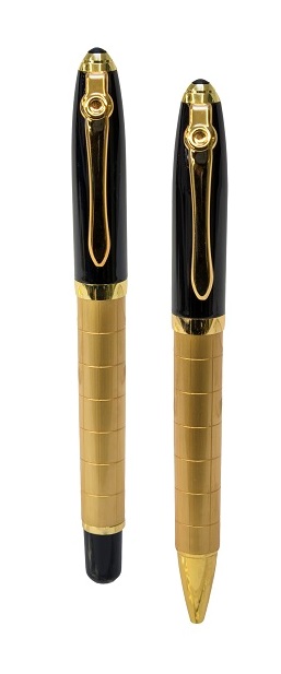 Gold/Black Executive Metal Roller Pen and Ballpen