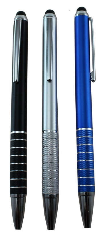 Plastic Ballpen with Stylus in Black and Blue
