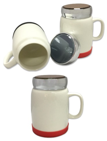 400ml Porcelain Mug with lid and silicon base