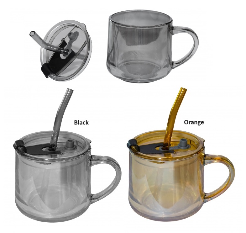 380ml Glass Mug with Straw